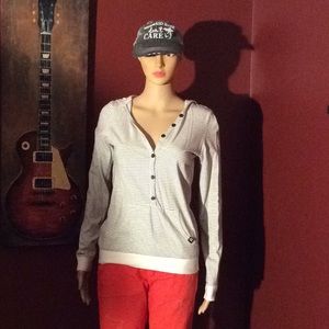 Black and white striped pullover